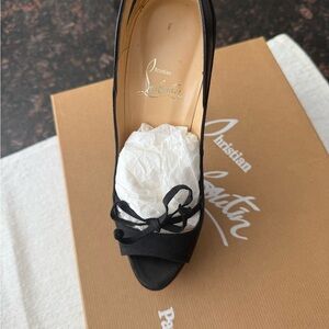 Christian Louboutin Black Peep-Toe Heels